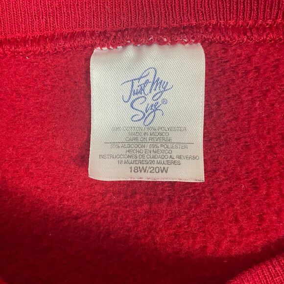 Crewneck Sweatshirt Womens Plus Size 18W 20W Red Graphic Grandma Cottage Garden - Picture 10 of 13